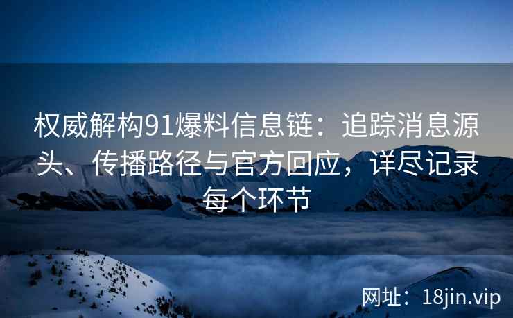 权威解构91爆料信息链：追踪消息源头、传播路径与官方回应，详尽记录每个环节