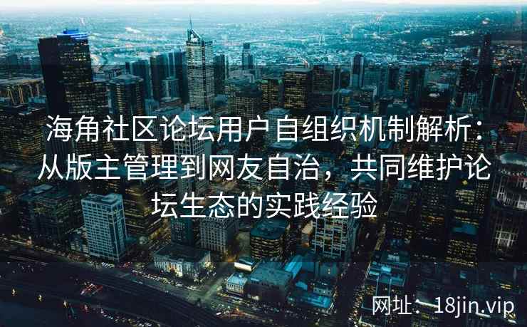 海角社区论坛用户自组织机制解析：从版主管理到网友自治，共同维护论坛生态的实践经验